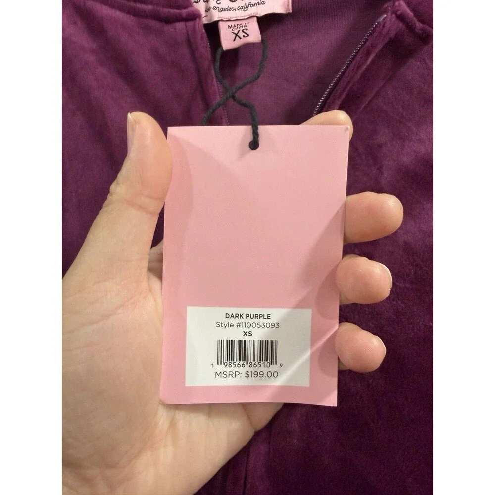 Juicy Couture Dark Purple Velour Tracksuit Set Rhinestone Logo XS Y2K NWT